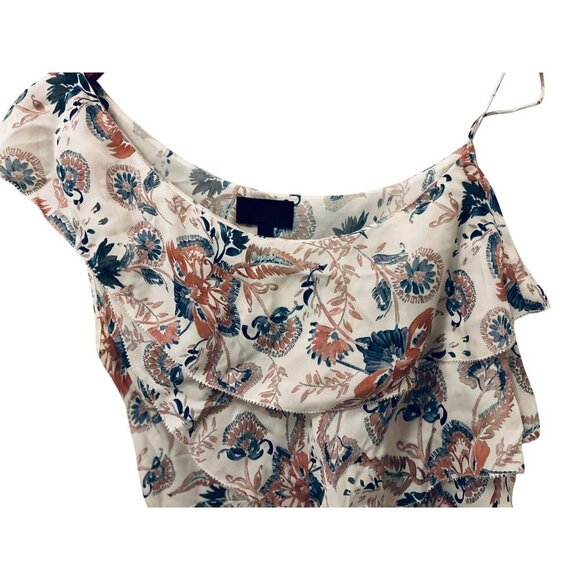 INTERMIX Floral Print One-Shoulder Ruffled Blouse Lightweight Size Small - Picture 4 of 8